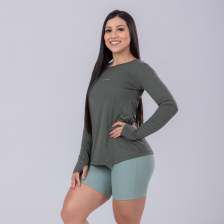 06 baby look manga longa luva oxy verde militar